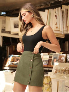 Chic Button-Front A-Line Skirt for Women