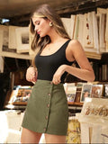 Chic Button-Front A-Line Skirt for Women